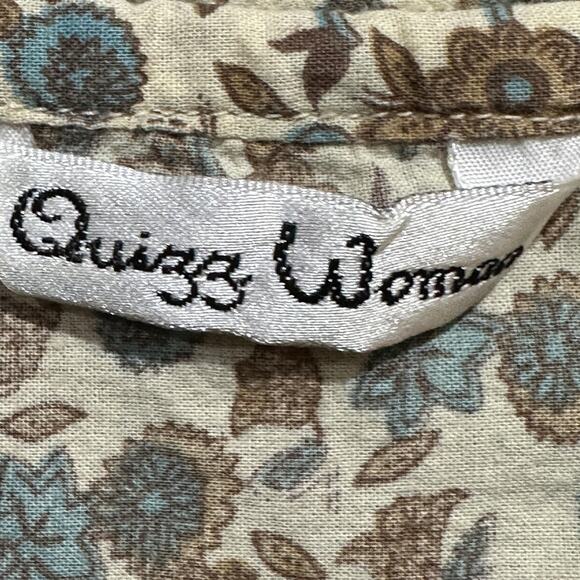 Quizz Woman Shirt Womens 20W Green Brown Floral Button Front Boho Blouse Top - Picture 3 of 7